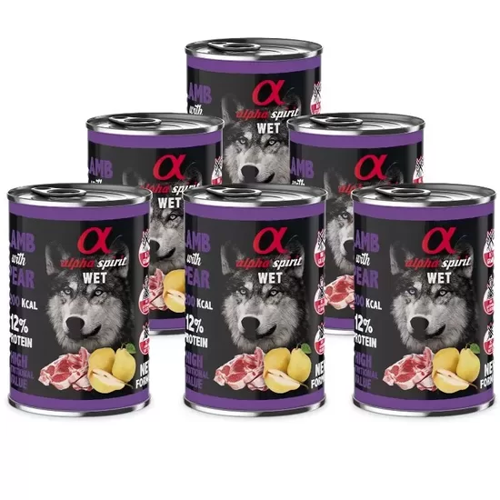 Alpha Spirit barība suņiem ar jēra gaļu un bumbieriem 400g